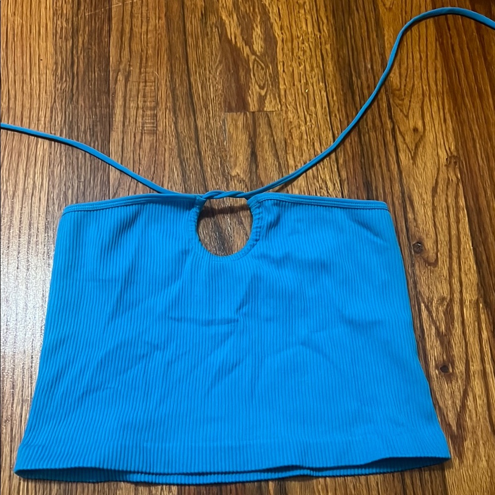 Ardene Blue Crop Top with Ribbed Texture